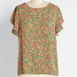 Molly Bracken ModCloth A Flutter of Florals Top Size Medium